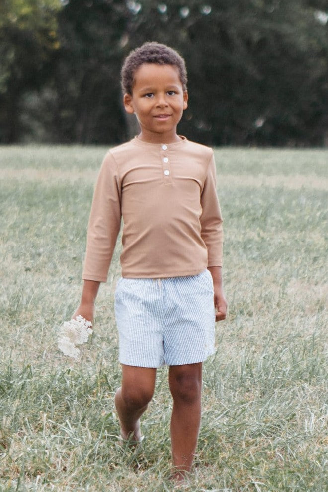 T-shirt anti-UV Billy camel doré boutons LES PETITS DORÉS