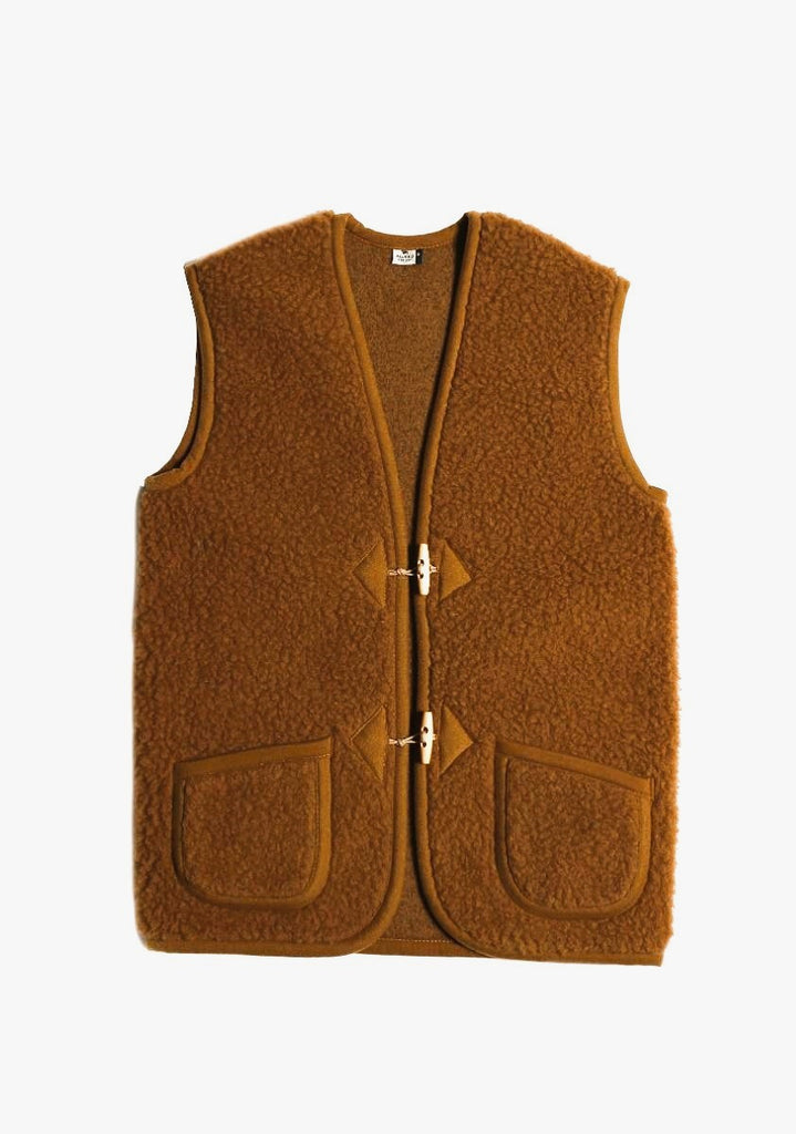 Alwero body warmer Alpen Adulte carmel - Gilet berger adulte - Gilet Alwero Alpen caramel Adulte sans manches laine polaire 