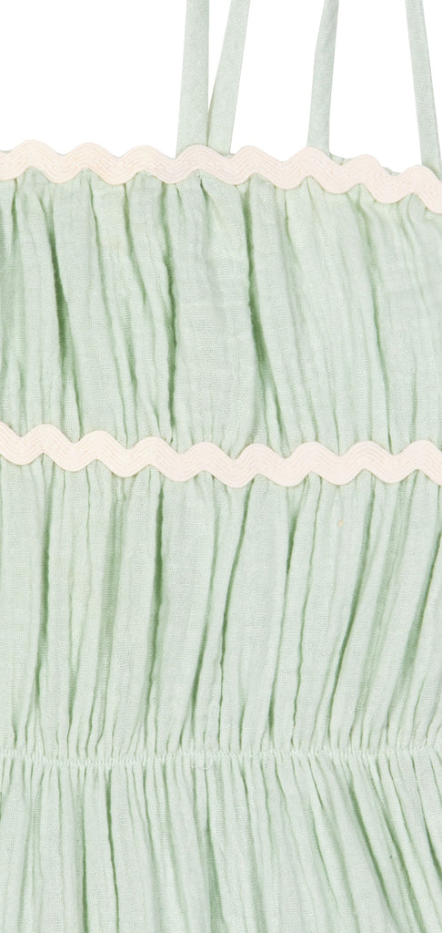 Mipounet Robe Anette gaze de coton vert d'eau