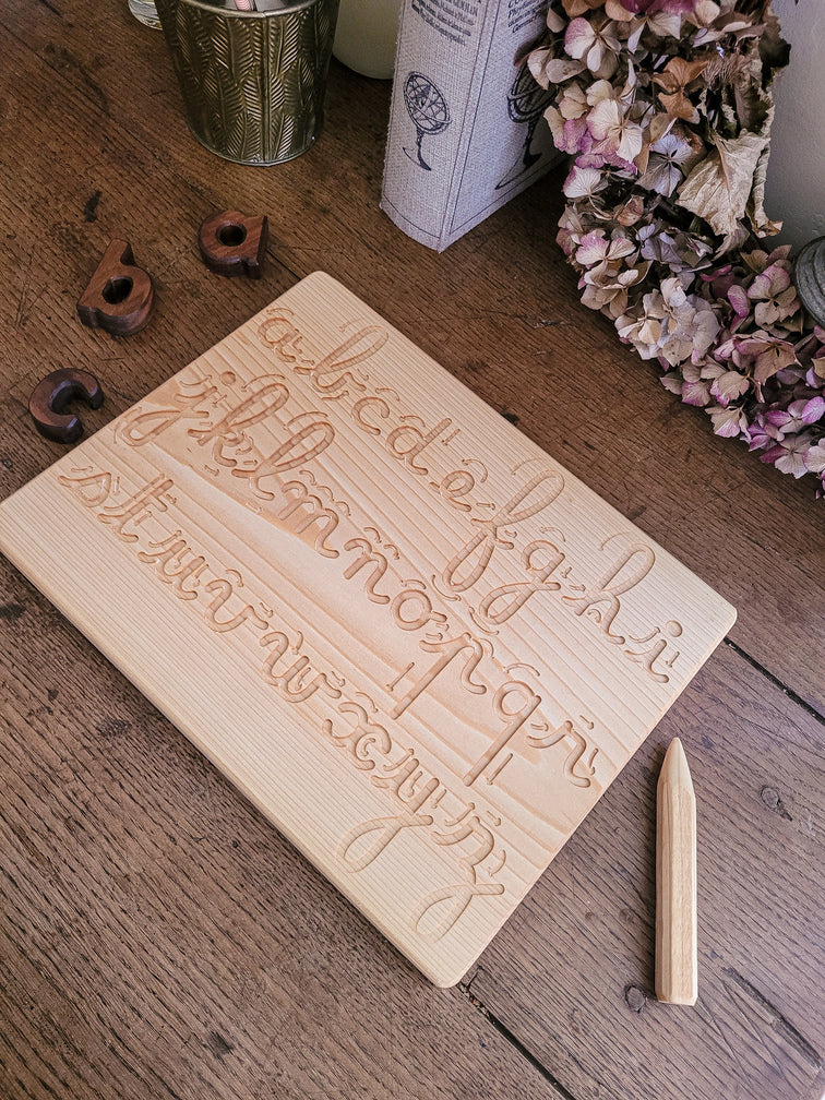 Planche d'écriture cursive Montessori en bois - Tableau de traçage alphabet en bois Oyuncak House - jouet en bois montessori - jeux éducatifs en bois