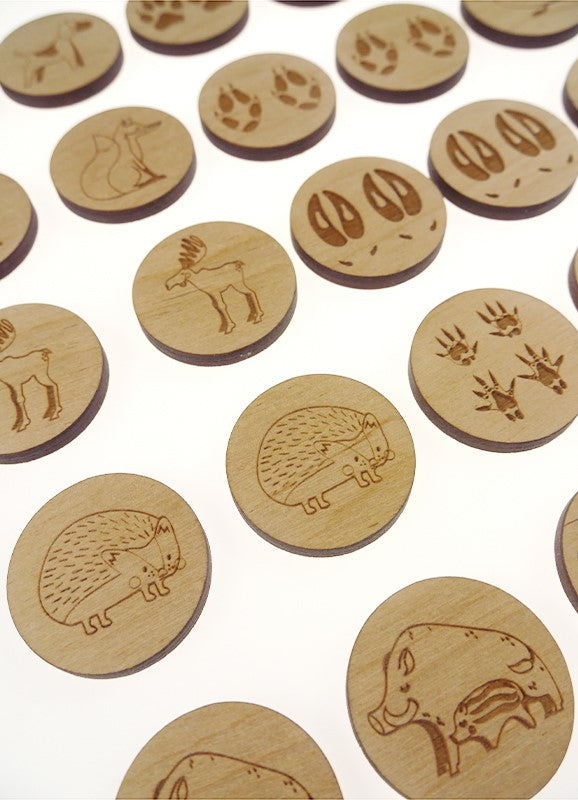 Stuka Puka Memory empreintes d'animaux -  pédagogie Montessori - jeux éducatifs en bois - Puzzle éducatif en bois