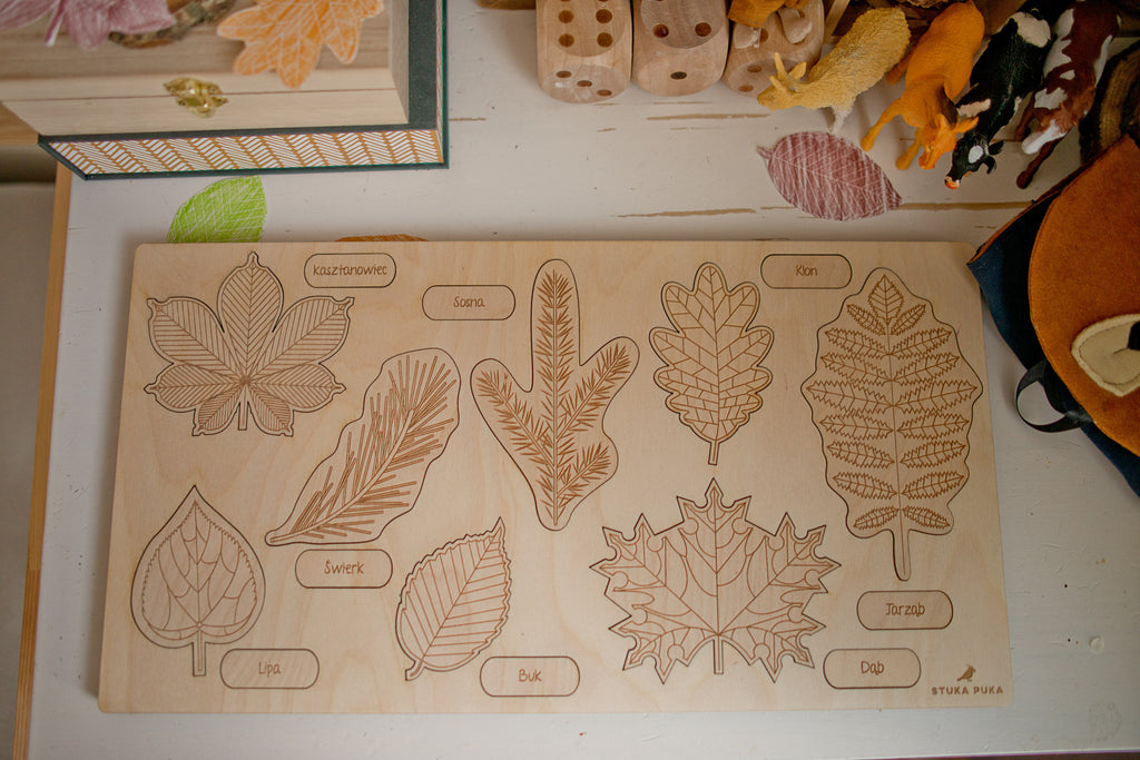 Stuka Puka Puzzle feuilles - Puzzle en bois scientifique Stuka Puka -  pédagogie Montessori - jeux éducatifs en bois - Puzzle éducatif en bois