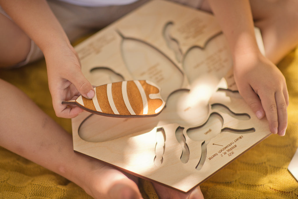 Stuka Puka Puzzle anatomie de l'abeille - Puzzle en bois scientifique Stuka Puka -  pédagogie Montessori - jeux éducatifs en bois - Puzzle éducatif en bois