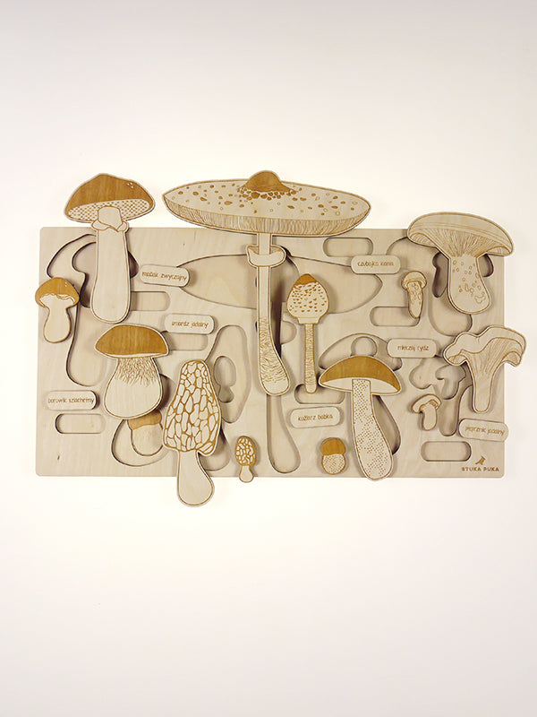 Stuka Puka Puzzle champignons - Puzzle en bois scientifique Stuka Puka -  pédagogie Montessori - jeux éducatifs en bois - Puzzle éducatif en bois
