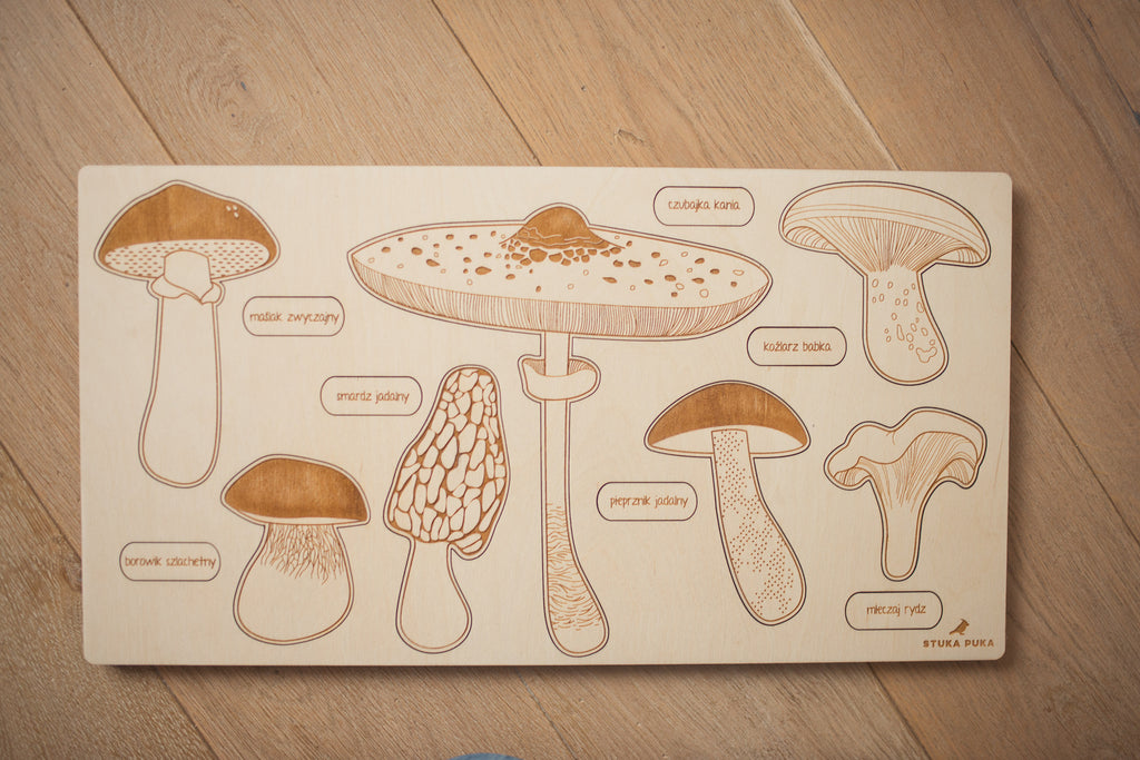 Stuka Puka Puzzle champignons - Puzzle en bois scientifique Stuka Puka -  pédagogie Montessori - jeux éducatifs en bois - Puzzle éducatif en bois