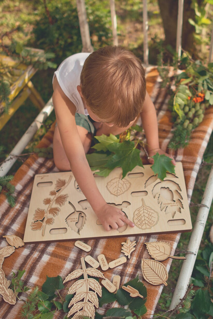 Stuka Puka Puzzle feuilles - Puzzle en bois scientifique Stuka Puka -  pédagogie Montessori - jeux éducatifs en bois - Puzzle éducatif en bois