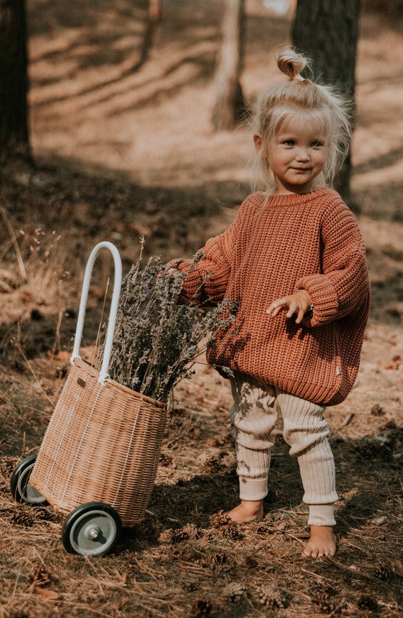 Yuki Kidswear pull grosse maille oversize enfant brick - Yuki Chunky sweater brick - Pull Yuki brick enfant