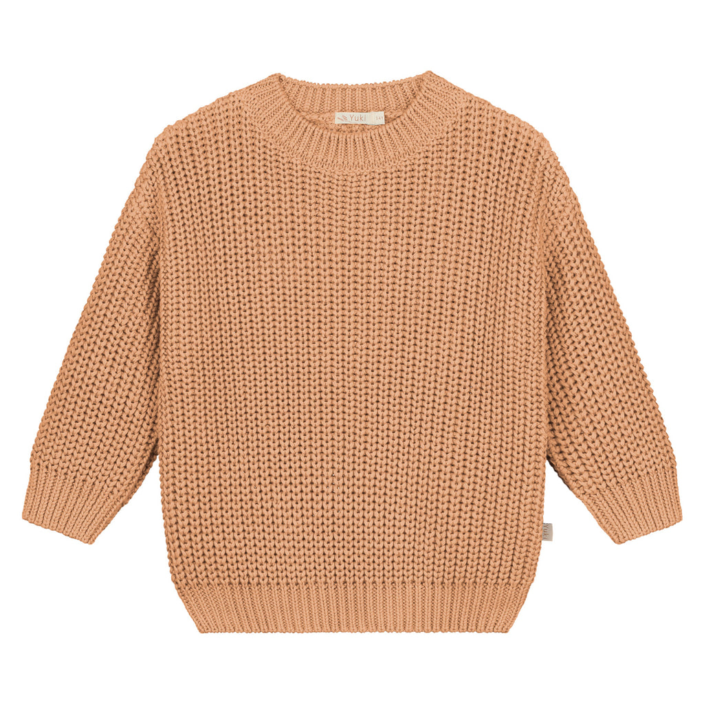 Yuki Kidswear pull grosse maille oversize enfant corail - Yuki Chunky sweater coral - Pull Yuki corail enfant