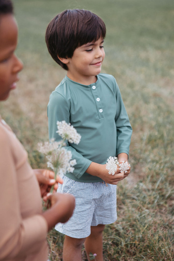 T-shirt anti-UV Leo kaki boutons LES PETITS DORÉS