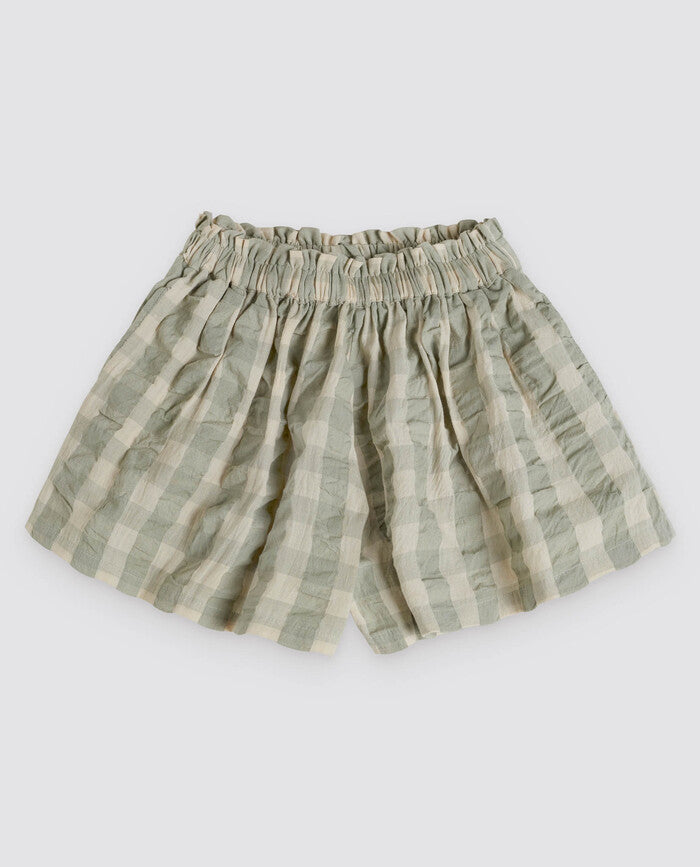 Little Cotton Clothes Short Coco Vichy Amande - Little Cotton Clothes Coco Culottes seersucker gingham in seagrass