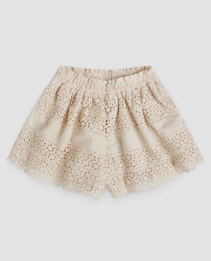 Little Cotton Clothes Short Coco en broderie anglaise ivoire - Little Cotton Clothes Coco Culottes broderie Anglaise in oat