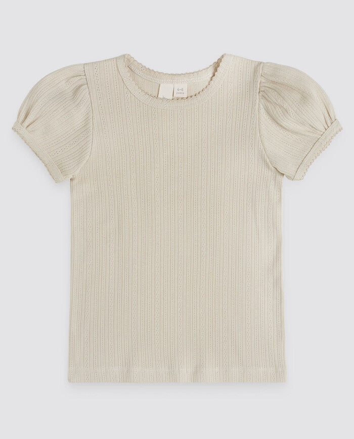 Little Cotton Clothes T-shirt en pointelle écru ivoire - Little Cotton Clothes Pointelle organic T-shirt oat