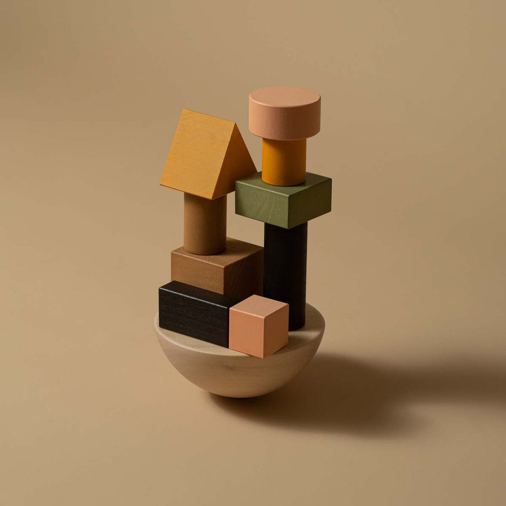 MinMin Copenhagen Balancing Blocks - Jeu d'équilibre en bois - blocs de construction en bois - Jouet Montessori en bois jeu éducatif en bois - jouet 1er age en bois  - jouet premier age - jouet en bois jeu en bois bébé 