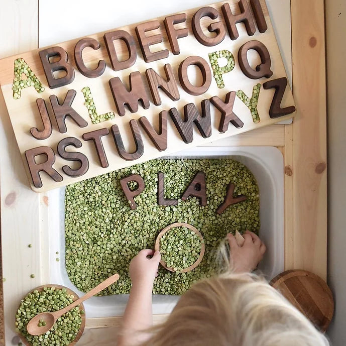 Puzzle alphabet en bois majuscules Oyuncak House - alphabet en bois brut - lettres en bois - jouet en bois montessori - jeux éducatifs en bois