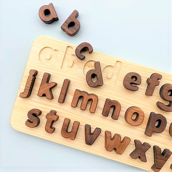 Puzzle alphabet en bois minuscules Oyuncak House - alphabet en bois brut- lettres en bois -  jouet en bois montessori - jeux éducatifs en bois